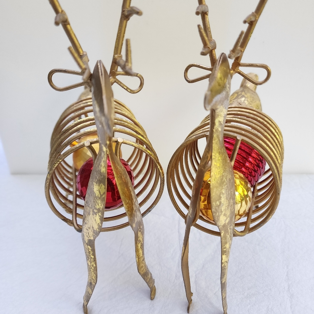Gold metal reindeer, set of two Christmas decor - Picture 2 of 11